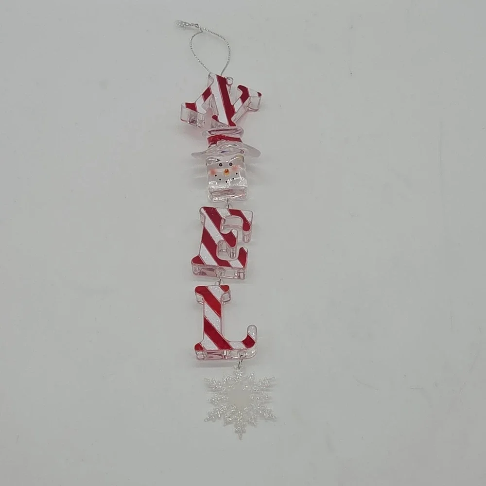 Lot Christmas Ornaments Noel Candycane Snowman Candy Angel Acrylic Red Gold